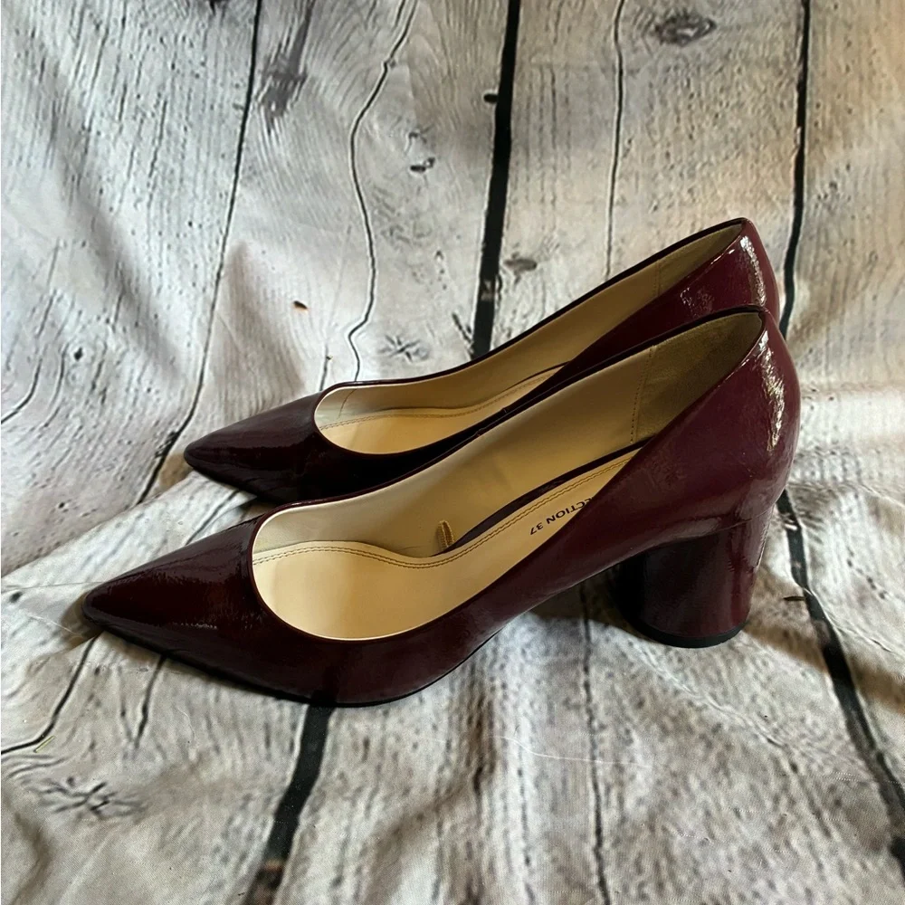 Zara Basic Collection Women’s Deep Berry Wine Patent Pointed Toe‎ Pump Heel 6.5 - Picture 4 of 8